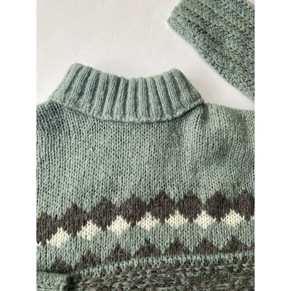 Vtg Knox Rose Cropped Mock Turtleneck Chunky Knit Sweater Sz L Soft Pullover - Picture 4 of 9